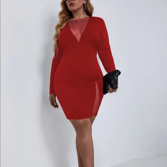 Black mesh insert bodycon dress - Picture 9 of 12